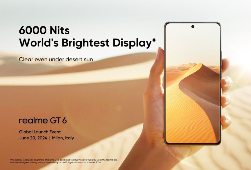 Super Terang! Realme GT 6 Bakal Dibekali Layar dengan Kecerahan 6000 Nits Pertama di&nbsp;Dunia
